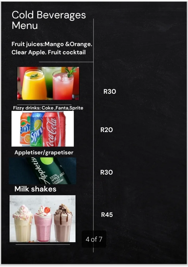Eraa Village cold beverages menu